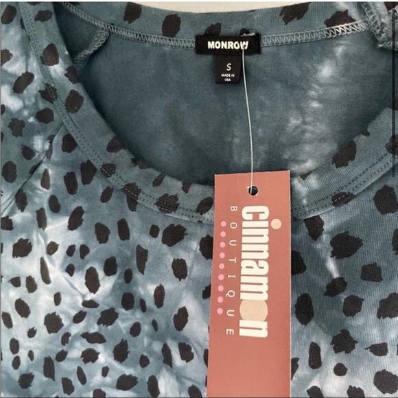 NWT MONROW Cheetah Cap Sleeve Tee Dress - Picture 3 of 5